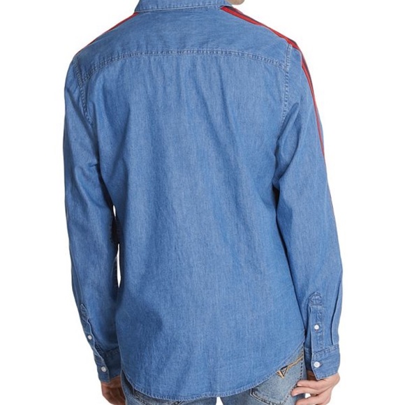 NEW GUESS Wes Chambray Men's Shirt SZ XL - Picture 2 of 6